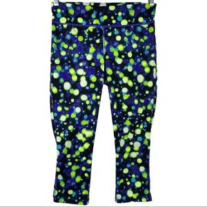 Xersion Neon Polka Dot Capris Leggings S Yellow Purple